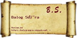 Balog Sára névjegykártya